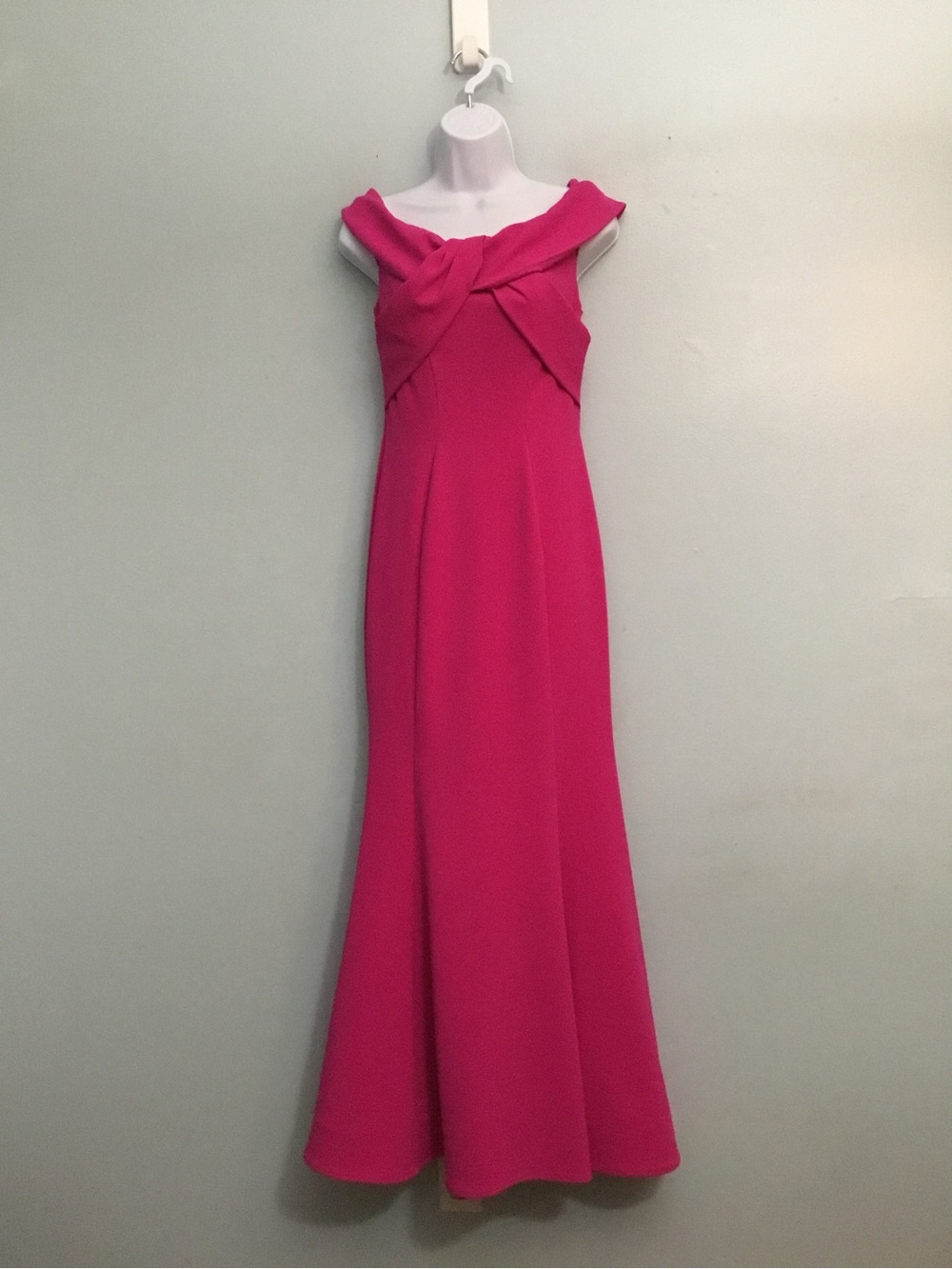 Night Way Collections Hot Pink Off Shoulder Twist Maxi Dress Size 4